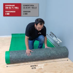 Super Felt 360 sq. ft. 60 in. x 72 ft. x 3 mm Felt Cushion Underlayment Roll for Engineered Wood and Laminate Flooring