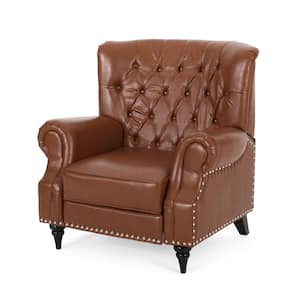 Waldron Cognac Brown and Espresso Tufted Recliner