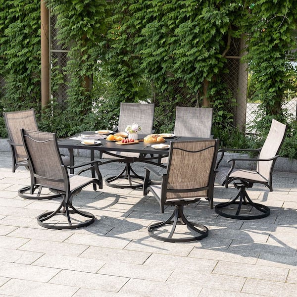 Nuu Garden Black Rectangle Aluminum Outdoor Dining Table with 1.7