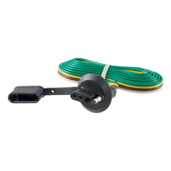 CURT 4-Way Flat License Plate Light Plug Connector Socket with 60" Wires