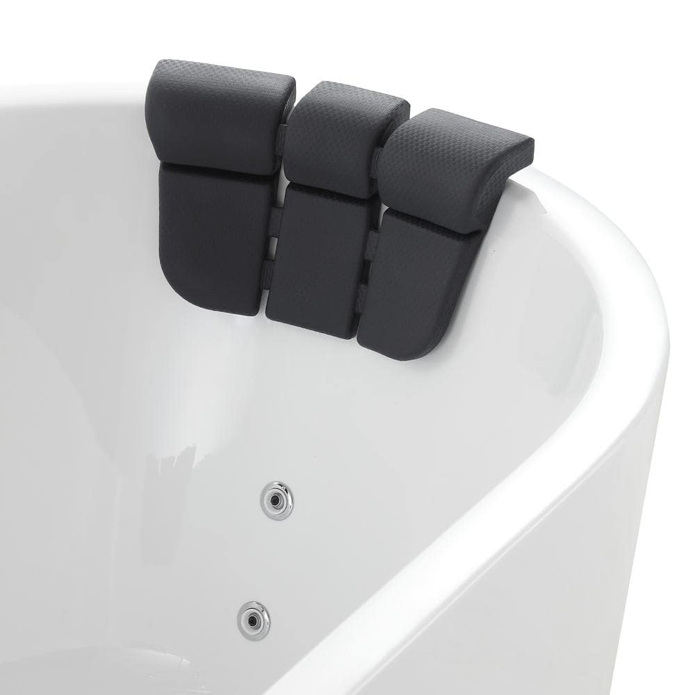 67'' White Acrylic Freestanding Whirlpool Bathtub with Faucet