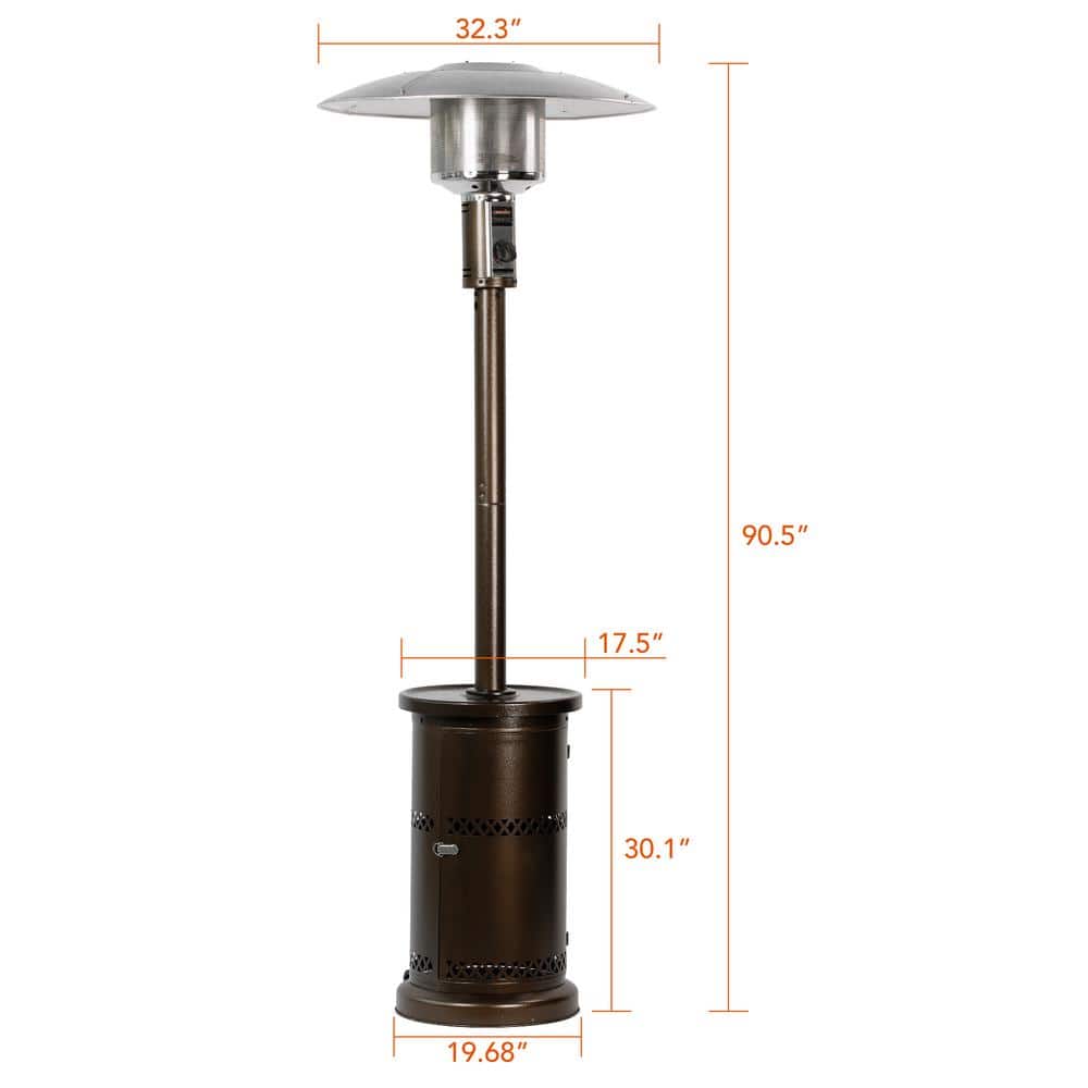48,000 BTU Bronze Stainless Steel Propane Patio Heater