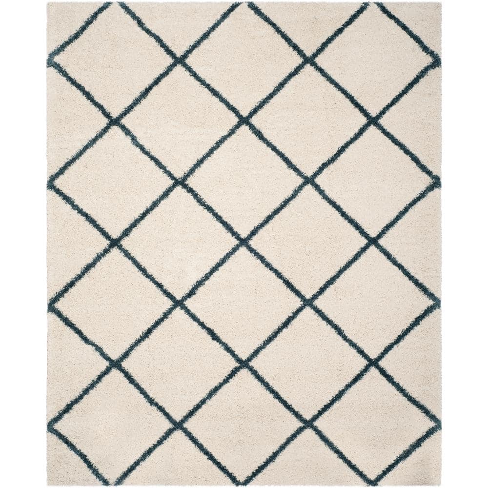 Hudson Shag Ivory/Slate Blue 8 ft. x 10 ft. Geometric Diamonds Area Rug price history on PriceWatchPro