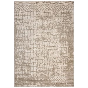 Venice Beige/Brown 3 ft. 11 in. x 5 ft. 6 in. Abstract Area Rug