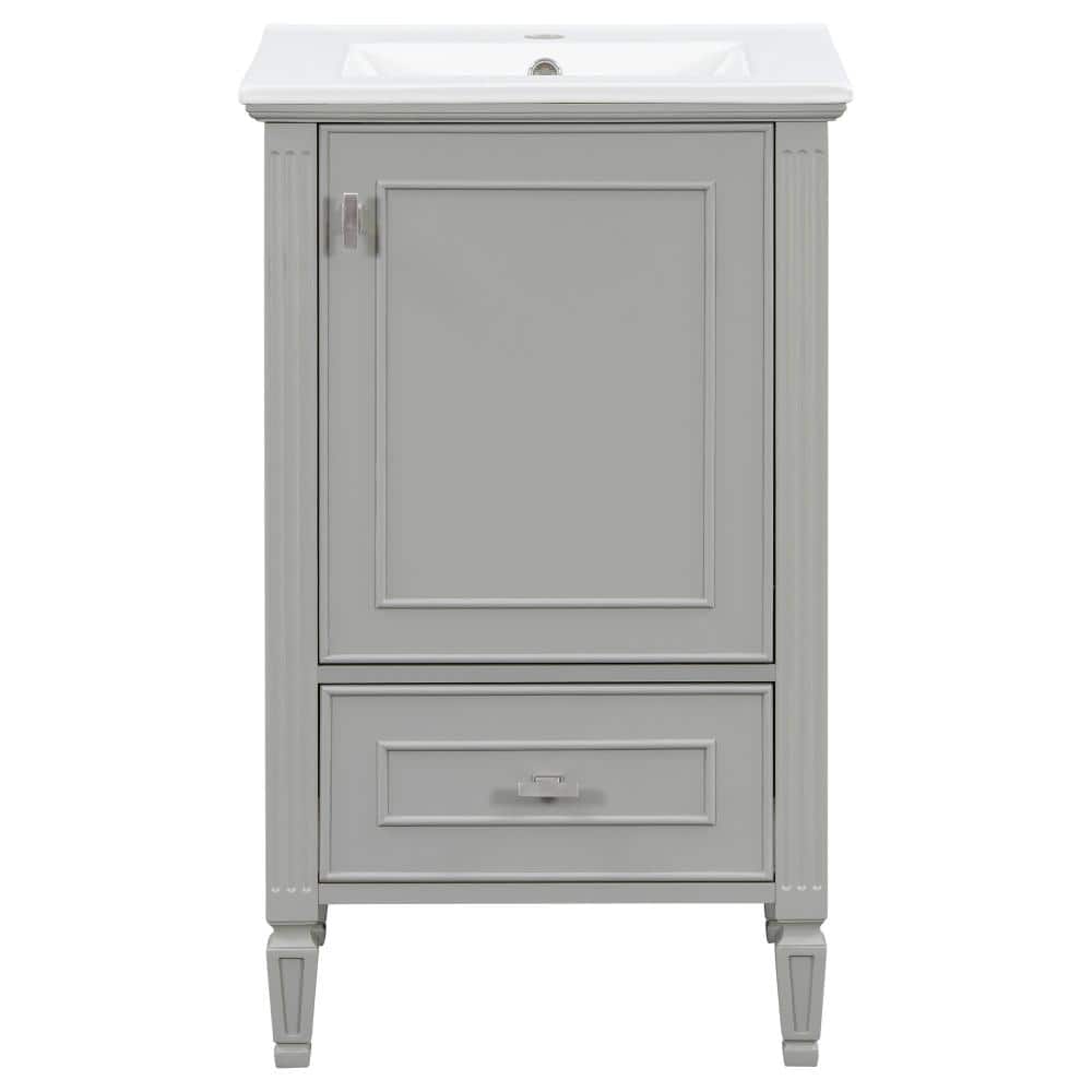 20 in. Freestanding Gray Bath Vanity with White Ceramic Top Unassembled price history on PriceWatchPro