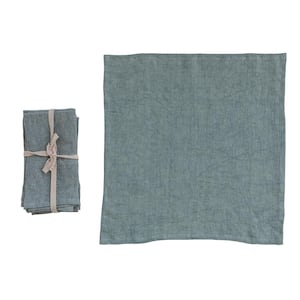 18 in. W x 0.25 in. H Green Stonewashed Linen Dinner Napkins (Set of 4)