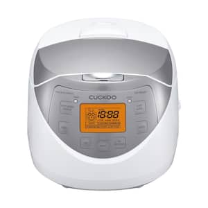 6-Cup (Uncooked)/12-Cup (Cooked) Grey Micom Rice Cooker with Nonstick Inner Pot, LCD Display, Auto Clean (White/Grey)