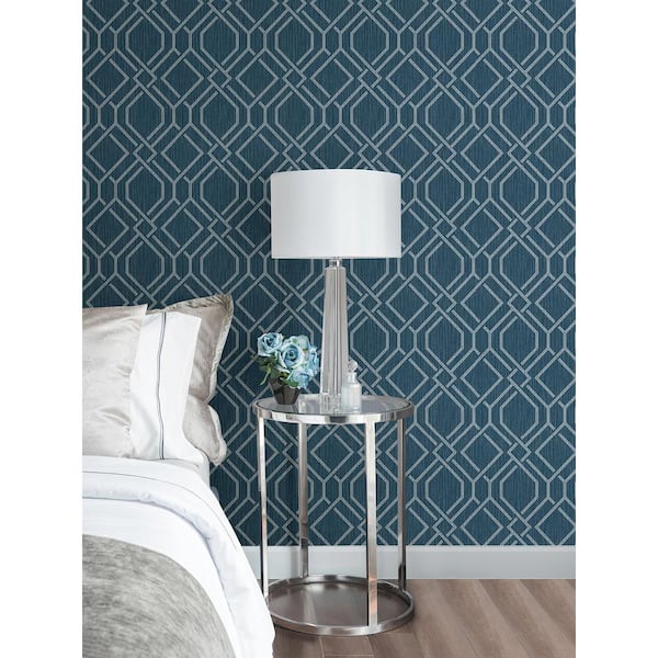 Frege Blue Trellis Vinyl Wallpaper Roll