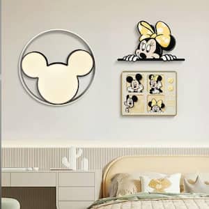 Lumin 20 in. 1-Light Black and White Smart LED Flush Mount Mickey Cartoon Room Ceiling Light with Remote Control