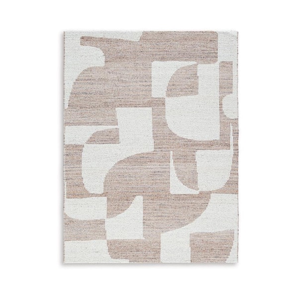 Jimmy Blue, Ivory and Taupe 8 ft. x 10 ft. Geometric Area Rug