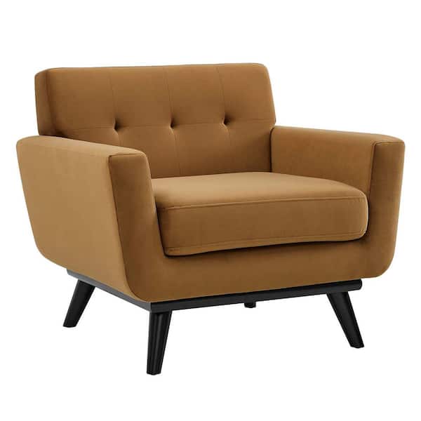 MODWAY Engage Performance Velvet Armchair in Cognac