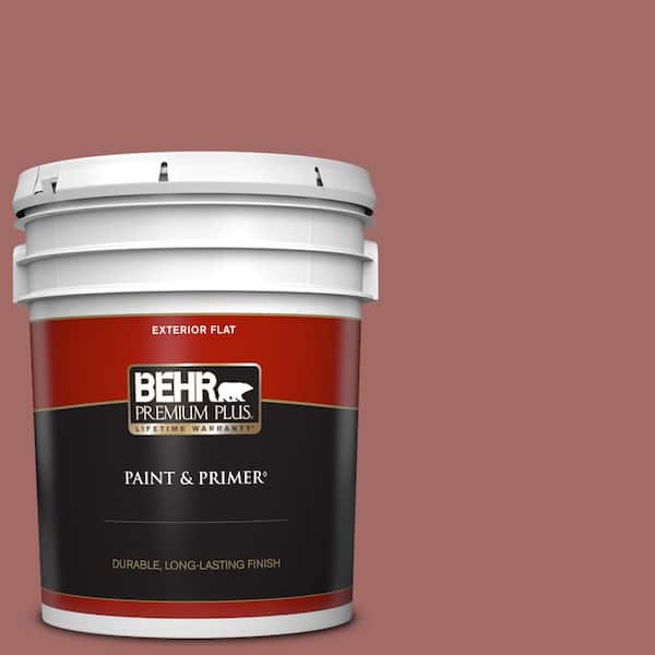 BEHR PREMIUM PLUS 5 gal. #S150-5 Vermilion Flat Exterior Paint & Primer