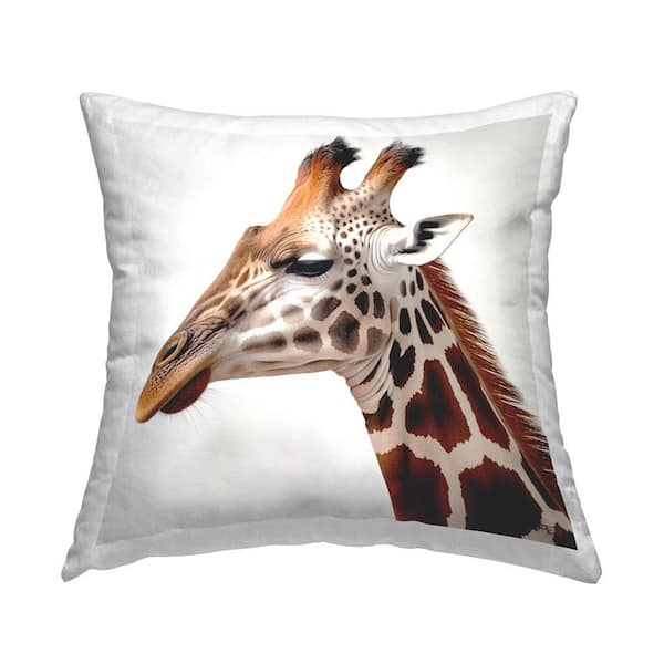 Stupell Industries Simple Giraffe Portrait Brown Print Polyester 18 in. x 18 in. Throw Pillow
