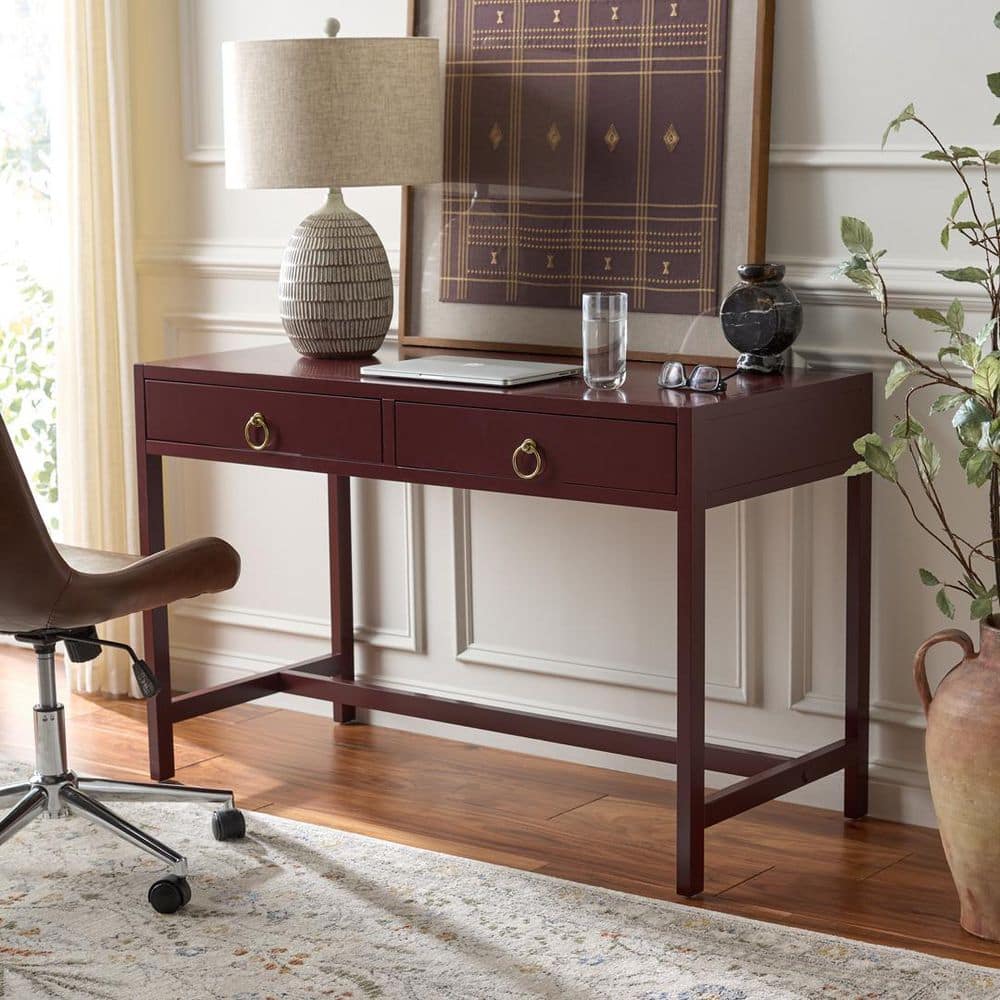 Esther 46 in. Burgundy 2-Drawer Desk