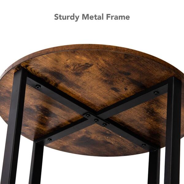 Good Gracious Industrial Rustic Brown, Rustic End Tables With Metal Legs
