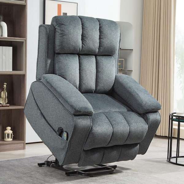 YOFE Upgraded Flagship Oversized Blue-Green Chenille Power Lift Recliner Chair with Extended Footrest and Side Storage