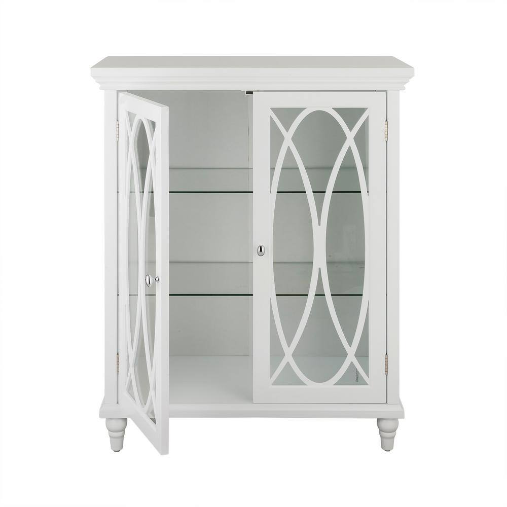 Elegant Florence White Wooden Floor Cabinet with Adjustable Glass Shelves