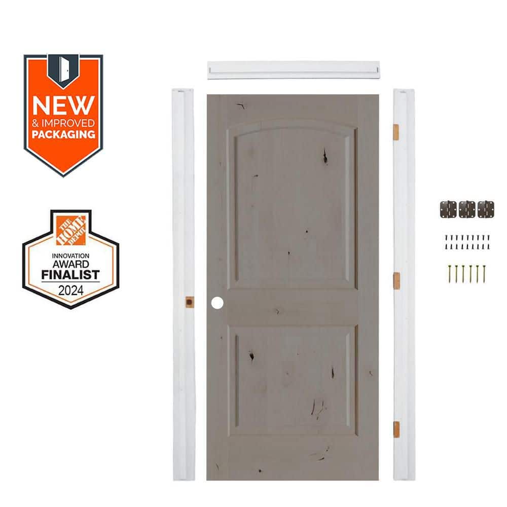 28in. x80in. ArchTop Right-Hand Grey Stain KnottyAlder Wood AssemblyRequired Interior Door Kit w/QuickAssembleJamb price history on PriceWatchPro