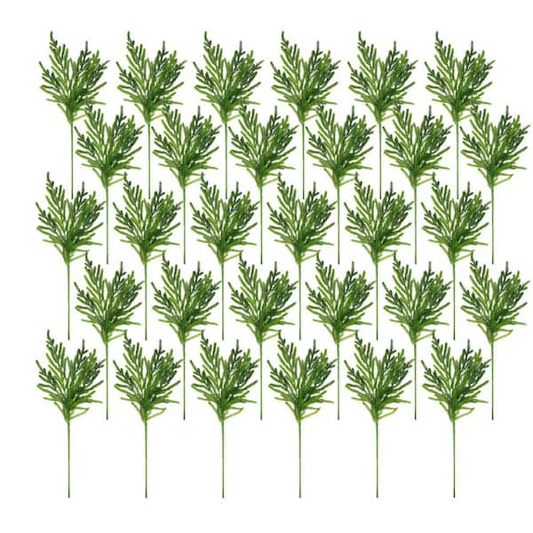 18 in. Green Artificial Christmas Norfolk Pine Branches DIY Crafts for Xmas Indoor and Outdoor Decor (30-Pack)