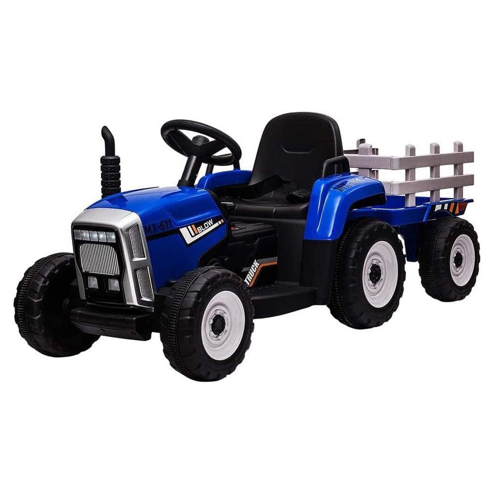 12V Ride on Tractor, Electric Vehicle Toy with Trailer and Remote Control, 3-Gearshift, Blue price history on PriceWatchPro