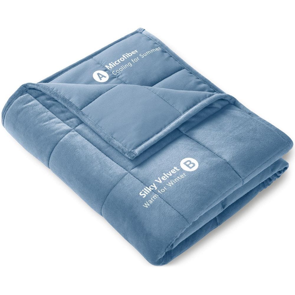 Tidoin Solid Blue Flannel 48 in. x 72 in. Throw Bed Blanket SOFTYDW1