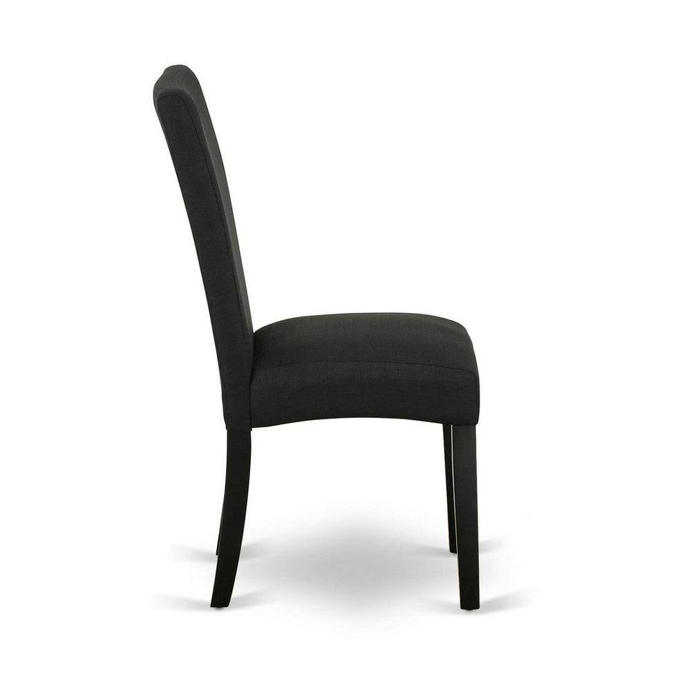 Sophisticated Black 5-Piece Round Dining Set with Linen Chairs