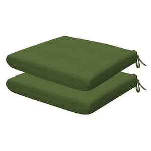 Outdoor Universal Dining Seat Cushion Textured Solid Artichoke Green (Set of 2)