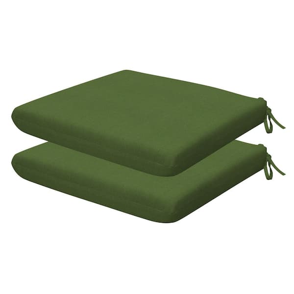 Honeycomb Outdoor Universal Dining Seat Cushion Textured Solid Artichoke Green (Set of 2)