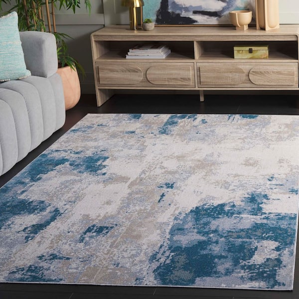 Bayside 8 ft. x 10 ft. Blue/Gray Rustic Marble Area Rug