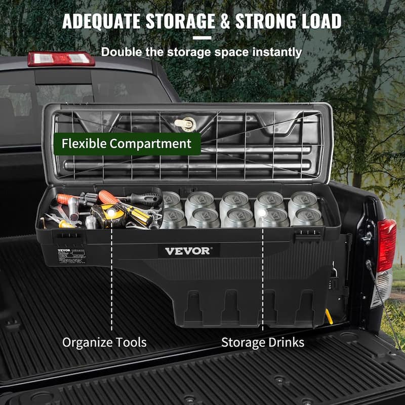 28 in. ABS Truck Bed Storage Box 6.6 Gal. Passenger Side Truck Tool Box with Password Padlock for Tundra 2007-2021,Black