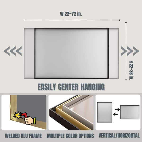 60 in. W x 36 in. H Rectangular Aluminum Framed Wall Bathroom Vanity Mirror in Brushed Nickel