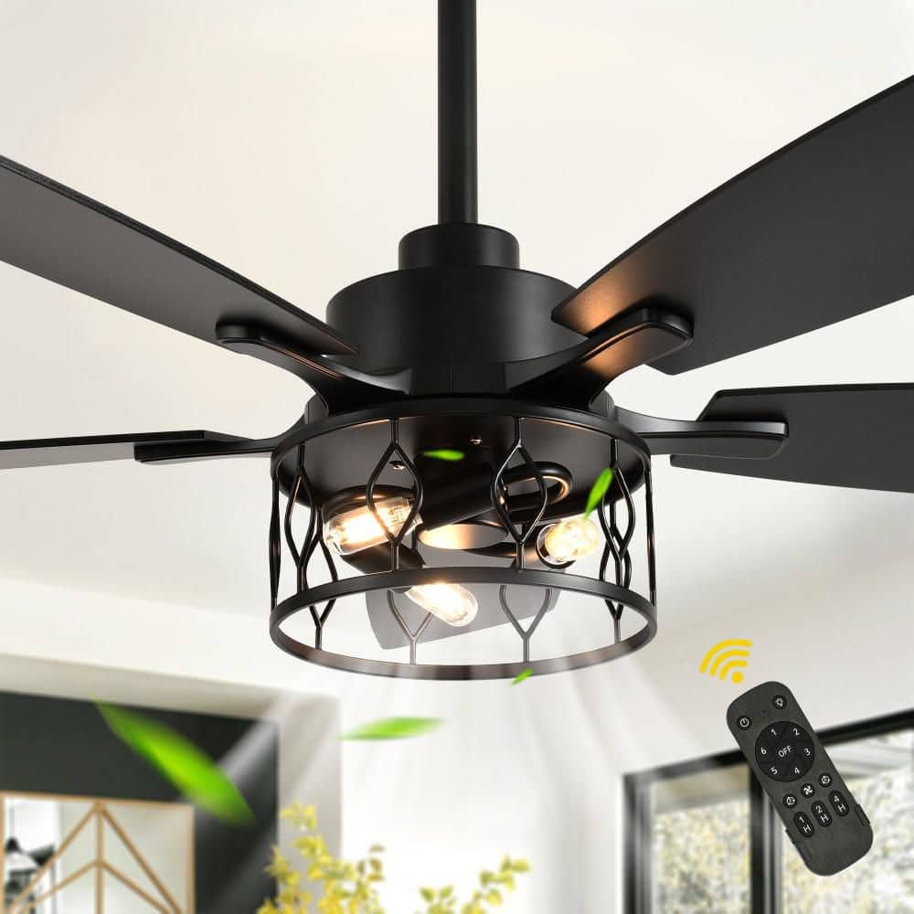 Oaks Aura Alcarras 52 in. Indoor Matte Black Modern Industrial