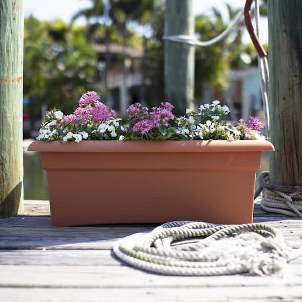 Veranda 26 in. Terra Cotta Plastic Window Deck Box Planter