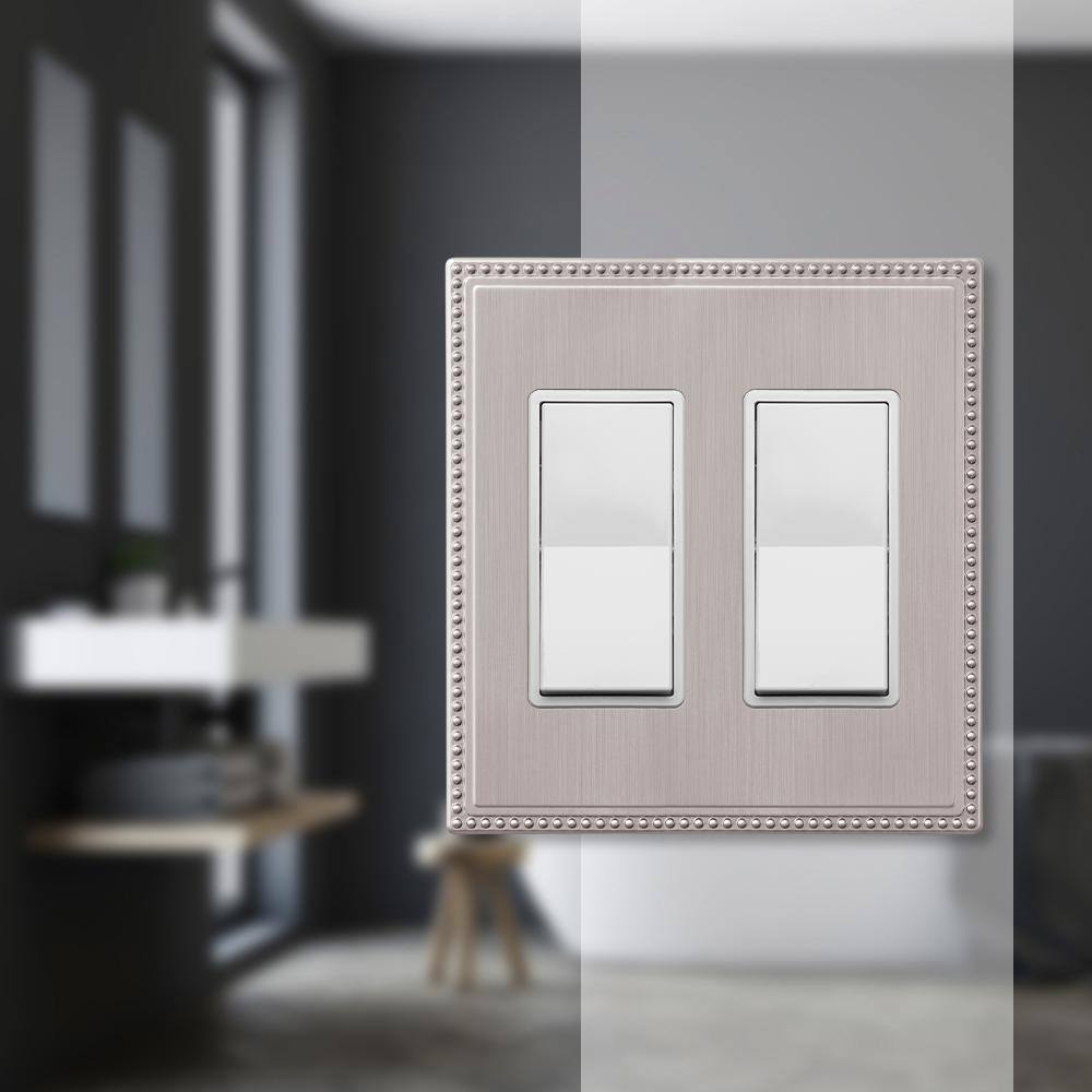 Brushed Nickel Double Rocker Decorative Wall Plate