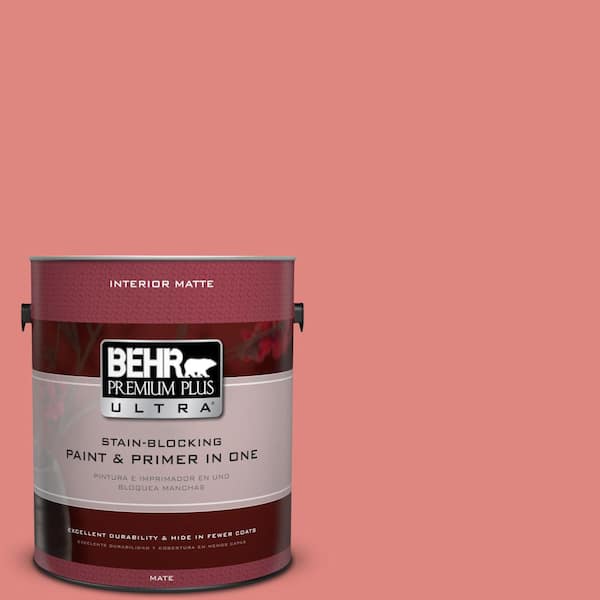 BEHR Premium Plus Ultra 1 gal. #PPU1-04 Wild Watermelon Flat/Matte Interior Paint and Primer in One