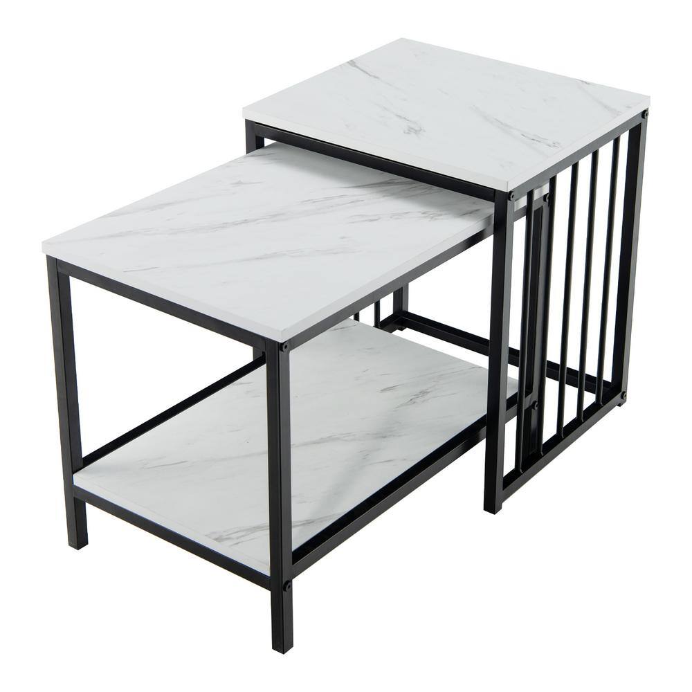 Costway 23.5 in. Nesting End Tables Coffee Side Tables with Storage ...