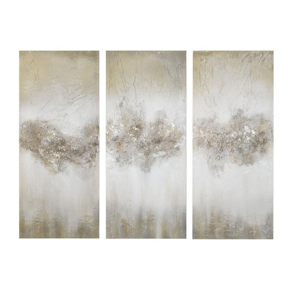 Anky 3-Piece Unframed Art Print 35 in. x 15 in. Heavily Embellished Canvas Wall Art Set