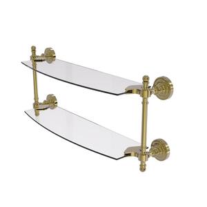 Polished Brass Allied Brass DT-34TB/18-PB Dottingham Collection 18 Inch Two Tiered Glass Shelf with Integrated Towel Bar Polished Brass Allied Brass DT-34TB/18-PB Dottingham Collection 18 Inch Two Tiered Glass Shelf with Integrated Towel Bar
