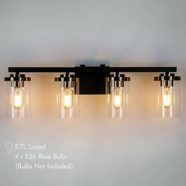 新しい到着 Light Vanity Black 4-Light in. 27 Zevni for Modern Bathroom アクセサリー