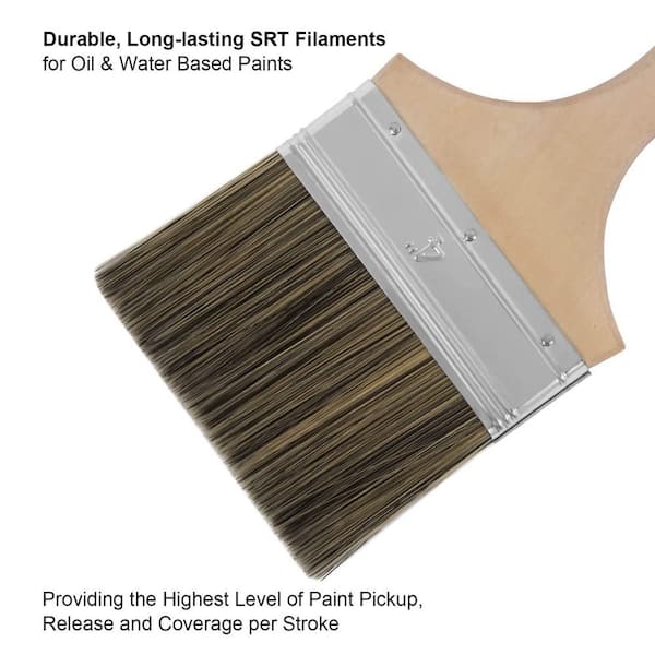 Angel Sar - 4 in. Double Thick Chip Paint Brush, Stain Brushes with Wooden Handle for Painting Walls and Fence Staining Etc.