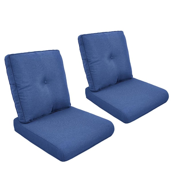 Modern 22 in. x 25 in. 4-Piece Deep Seating Outdoor Lounge Chair Cushion Set in Blue with Center Button (4-Piece)