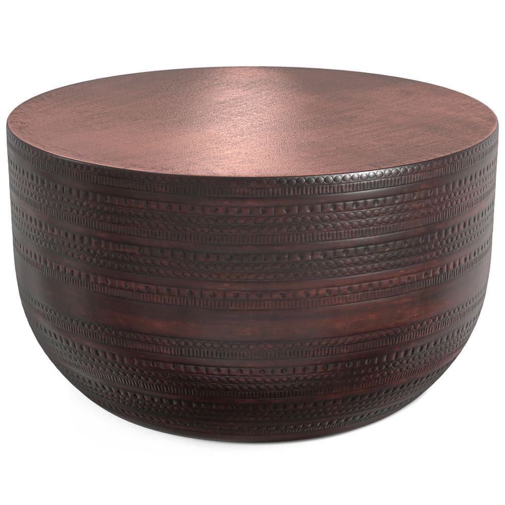 Johnsen Boho 30 in. Wide Round Metal Coffee Table in Bronze, Fully Assembled