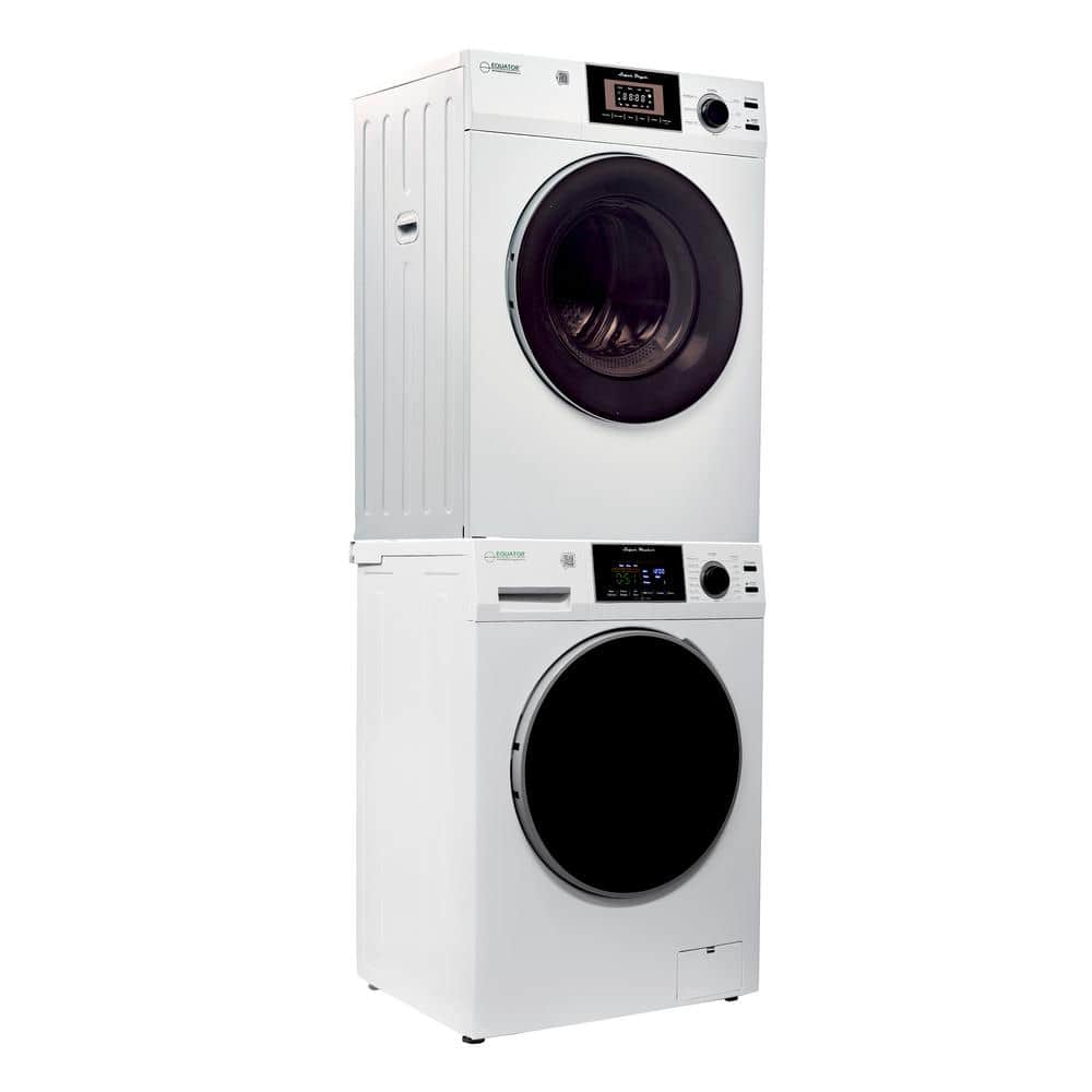 Compact White Electric Stacking Washer and Dryer Set