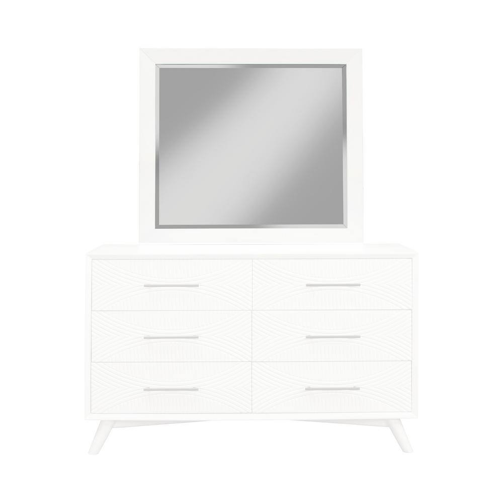 Alpine Tranquility White Mahogany Wood Square Mirror