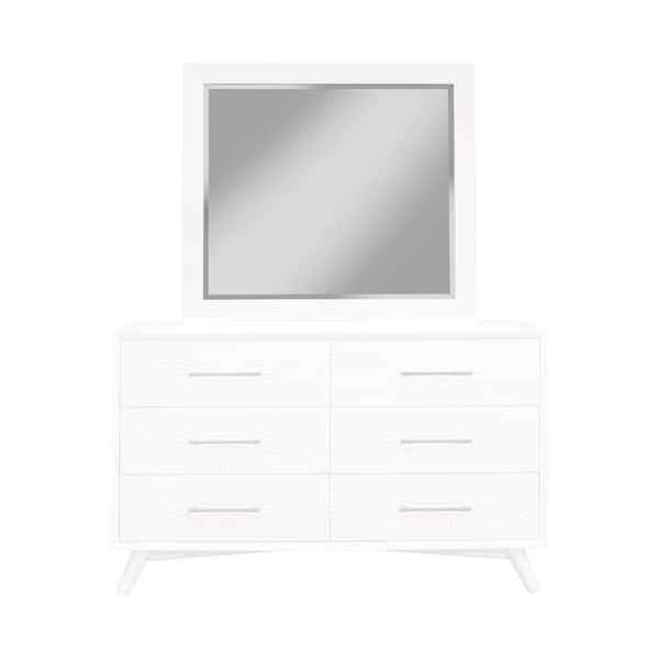 Alpine Furniture Tranquility 37 in. W x 42 in. H Wood White Frame Vanity Mirror