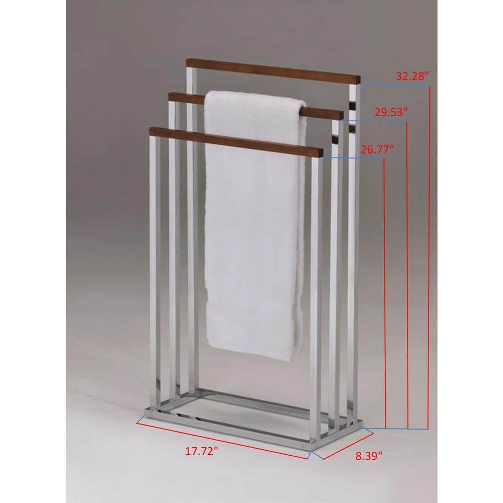 Kings Brand Furniture Chrome and Wood Modern - Bar Freestanding Towel ...