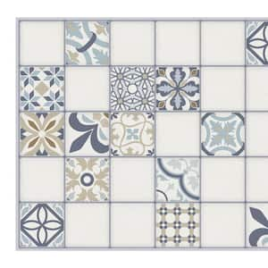 3D Falkirk Retro III 38 in. x 19 in. Blue Beige Faux Tile PVC Decorative Wall Paneling