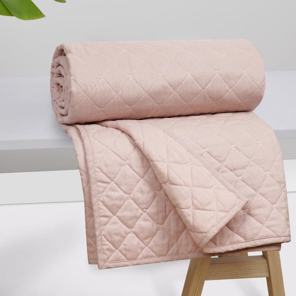 LEVTEX HOME Austin Blush Diamond Quilted Linen/Cotton Throw Blanket
