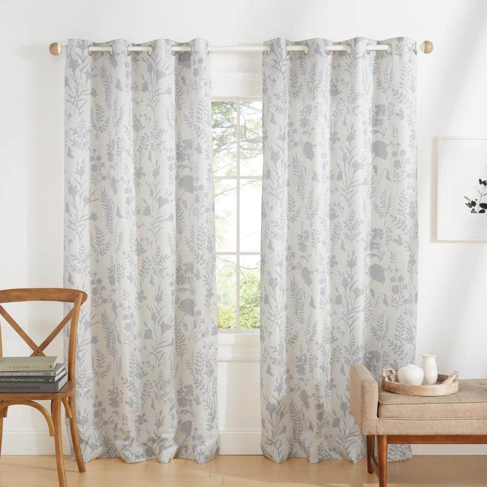 エレガンスフラワーカーテン EXCLUSIVE HOME Silhouette Light Grey Floral Light Filtering