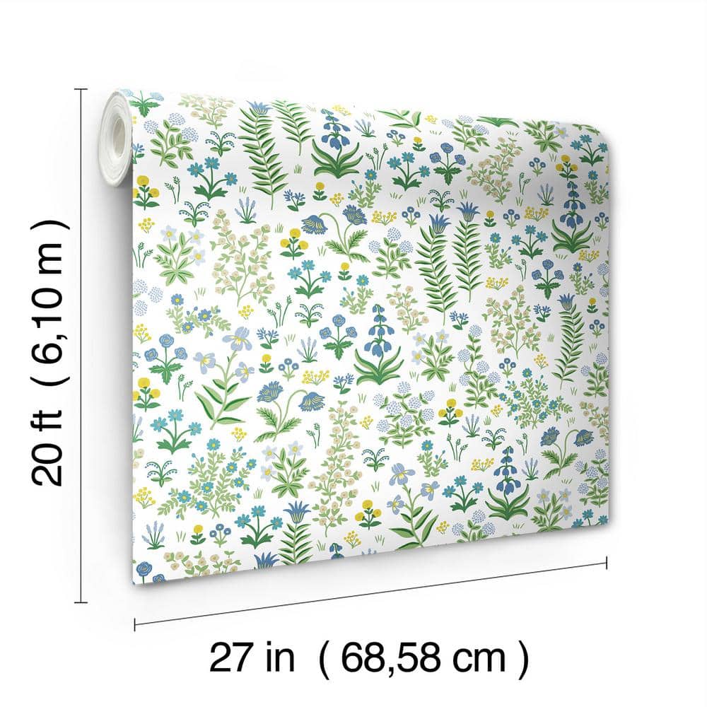 Menagerie Garden Blue Multicolor Peel and Stick Vinyl Wallpaper